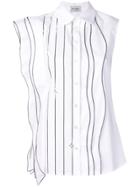 Balossa White Shirt Striped Sleeveless Shirt