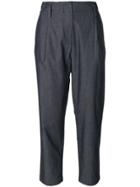 Emporio Armani Pleated Cropped High-waisted Trousers - Blue