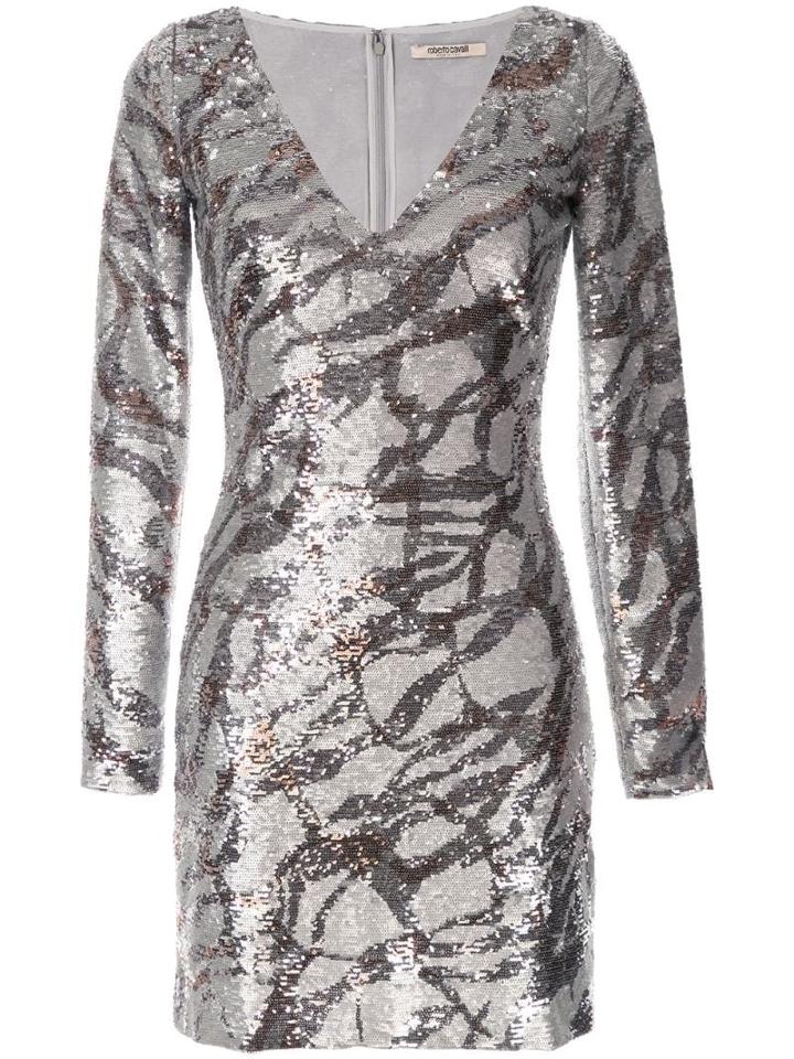 Roberto Cavalli Sequinned Bodycon Dress - Grey