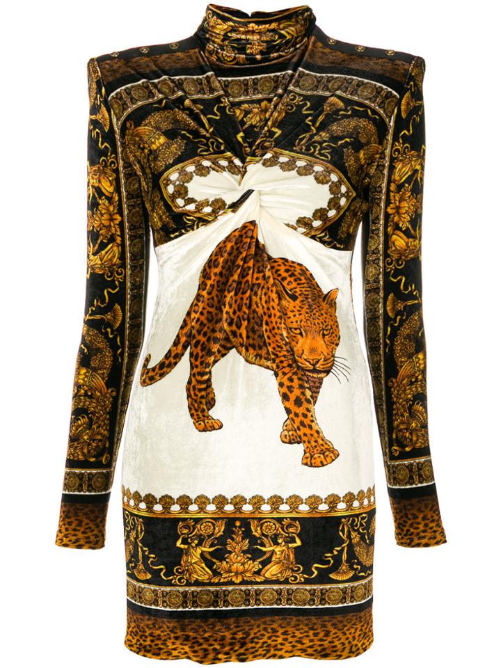 Versace Tiger Print Dress - Brown