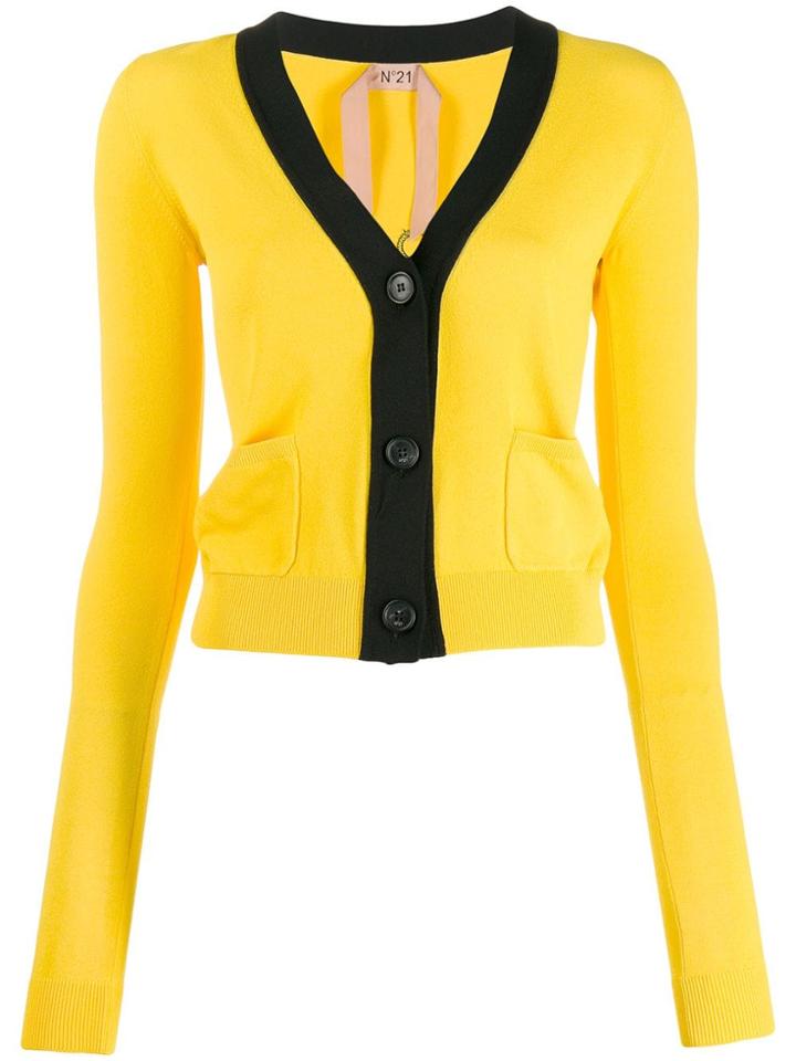 Nº21 Knitted Logo Cardigan - Yellow
