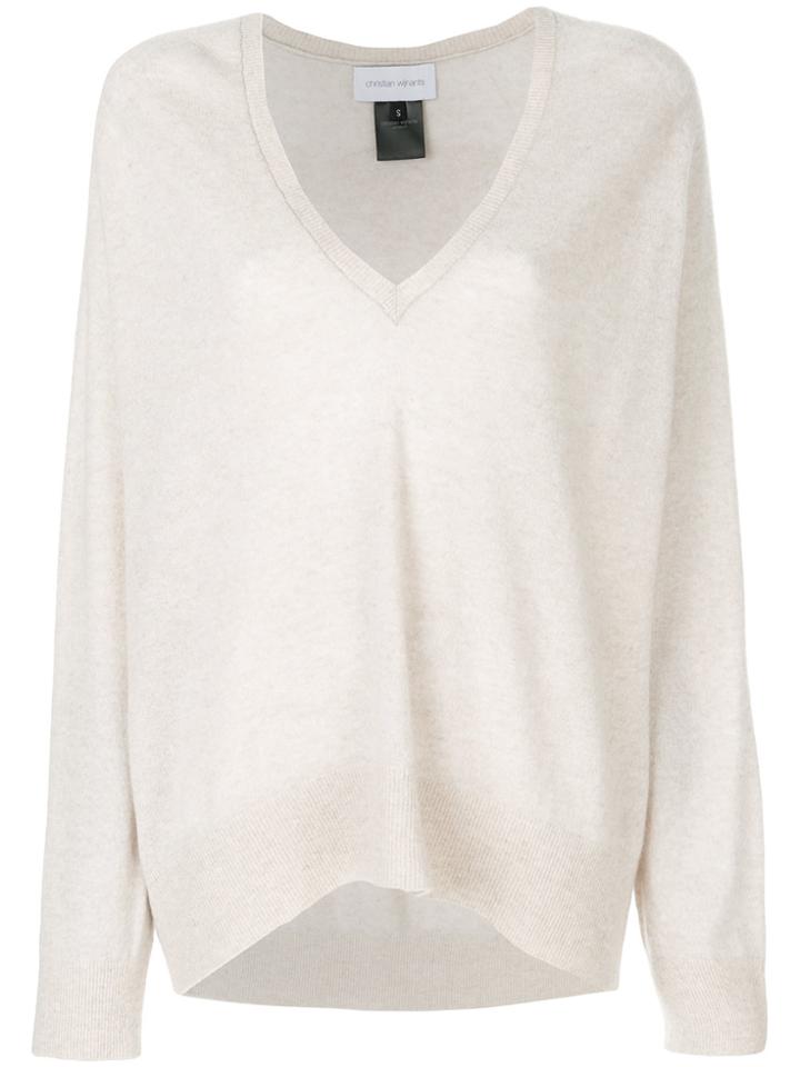 Christian Wijnants Oversized V-neck Sweater - Nude & Neutrals