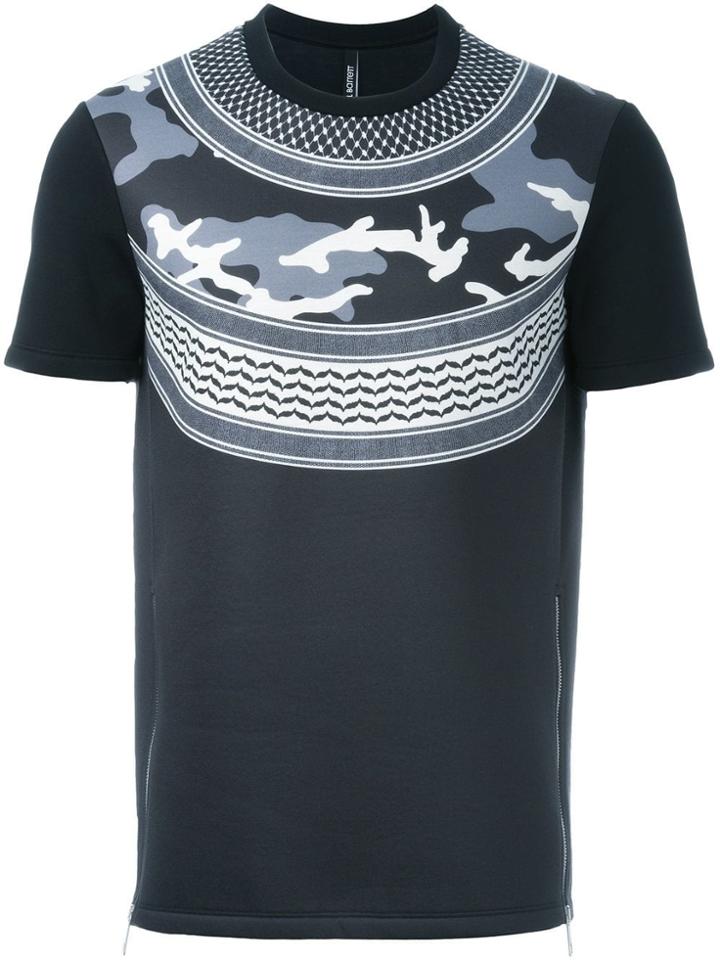 Neil Barrett Patterned Camouflage T-shirt - Black