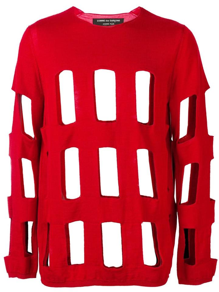 Comme Des Garçons Homme Plus Cut-out Jumper - Red