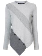 Proenza Schouler Spiral Button Sweater With Asymmetrical Hem - Grey