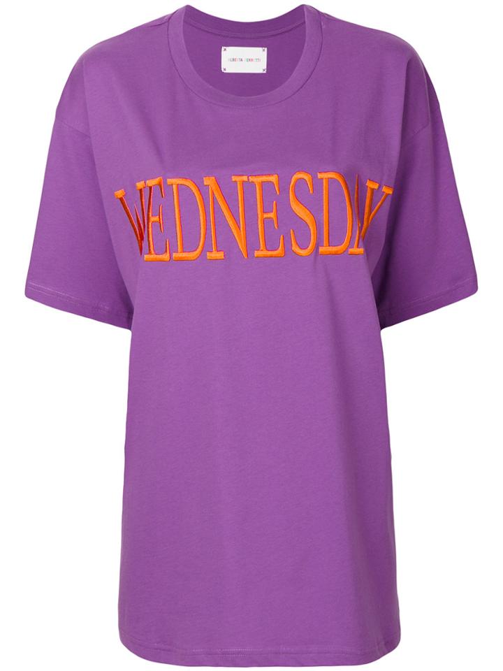 Alberta Ferretti Wednesday Embroidered T-shirt - Pink & Purple