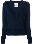 Barrie Romantic Timeless Cashmere V Neck Pullover - Blue