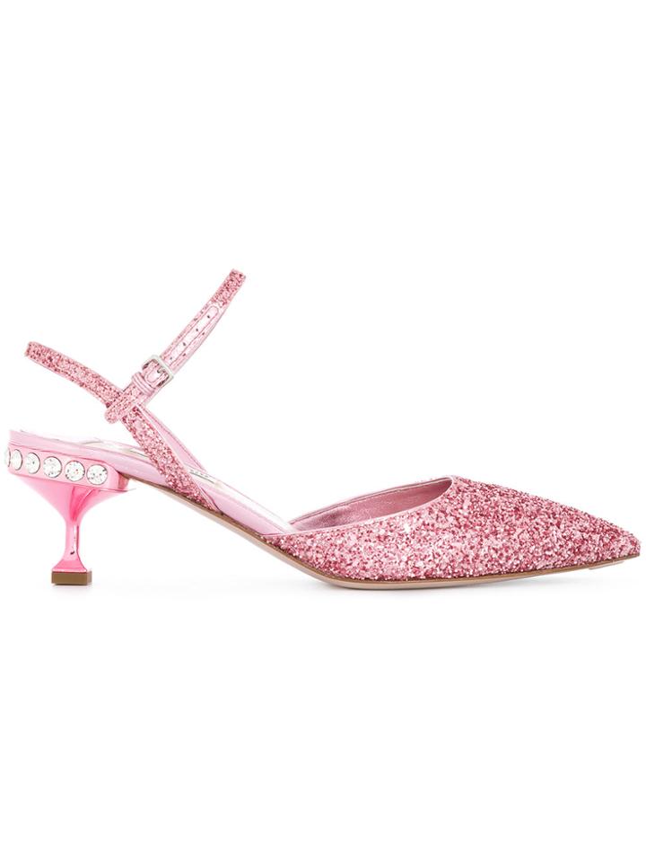 Miu Miu Glitter Pumps - Pink & Purple