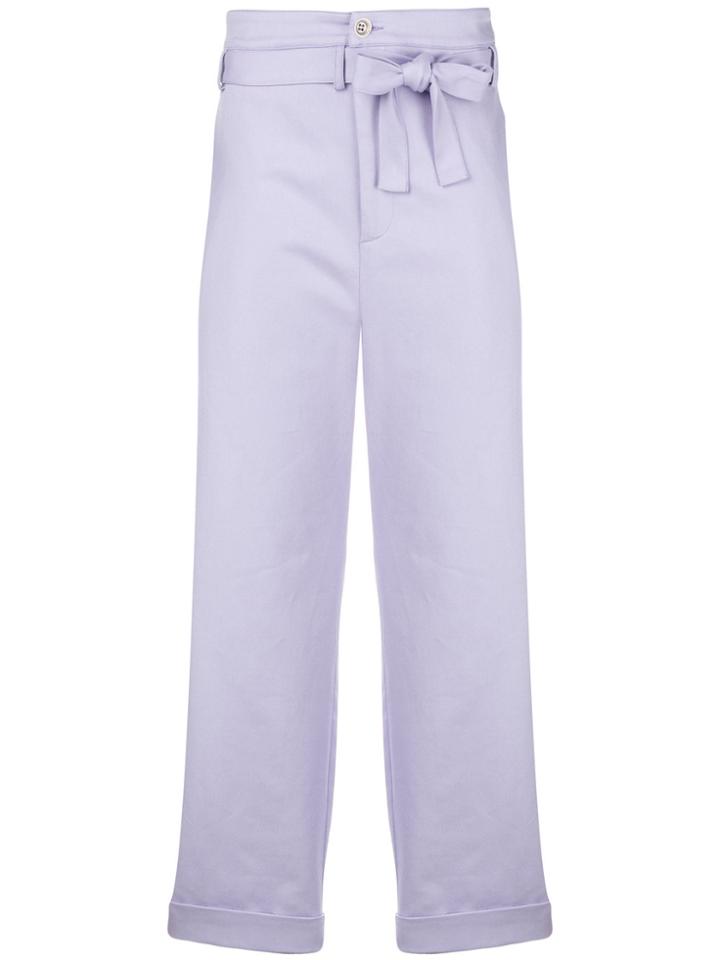 Reality Studio Cropped Belted Waist Trousers - Pink & Purple