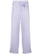 Reality Studio Cropped Belted Waist Trousers - Pink & Purple
