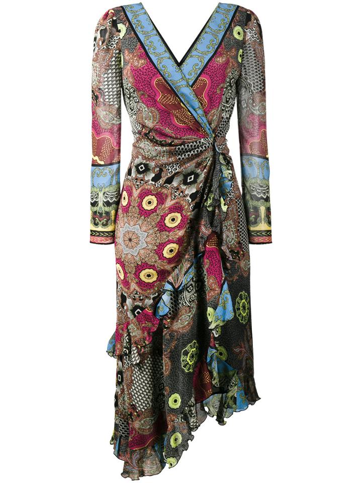 Etro Deep-v Printed Wrap Dress - Brown