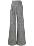 L'autre Chose Checked Flared Trousers - Black