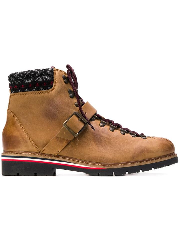 Tommy Hilfiger Knit Trim Ankle Boots - Brown