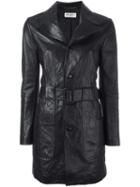 Saint Laurent 70's Short Leather Coat, Women's, Size: 42, Black, Silk/lamb Skin