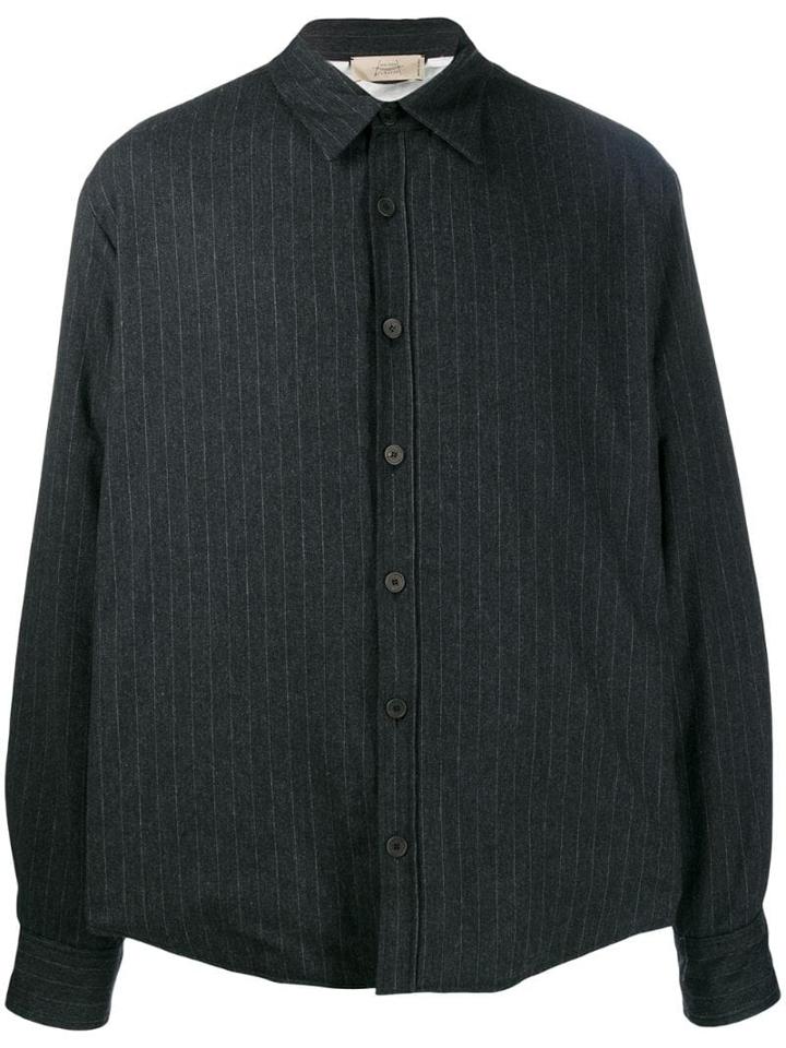 Maison Flaneur Pinstripe Shirt Jacket - Grey