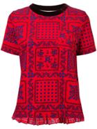 Sacai Pleated Back Printed T-shirt - Red