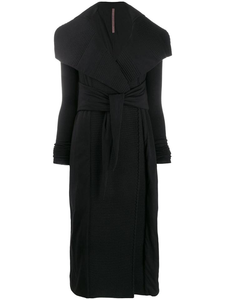 Rick Owens Lilies Ribbed Wrap Style Coat - Black