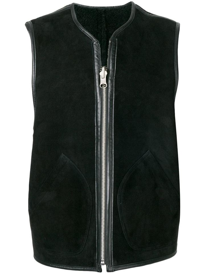 Ymc Leather Trim Gilet - Black