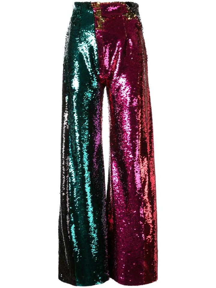 16arlington Colour-block Sequinned Trousers - Multicolour