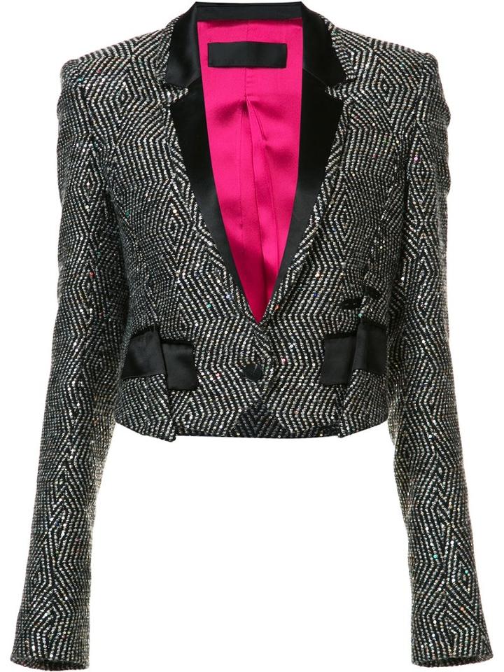 Haider Ackermann Embellished Cropped Jacket, Size: 38, Black, Cotton/silk/polyester/wool