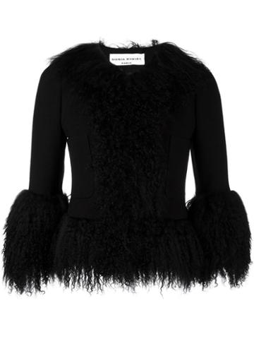 Sonia Rykiel Cropped Fur Jacket, Women's, Size: 38, Black, Polyamide/spandex/elastane/cupro/lamb Fur