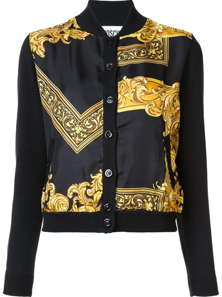 Moschino Baroque Frame Cardigan, Women's, Size: 46, Black, Silk/virgin Wool