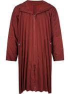 Homme Plissé Issey Miyake Hooded Zipped Coat - Red