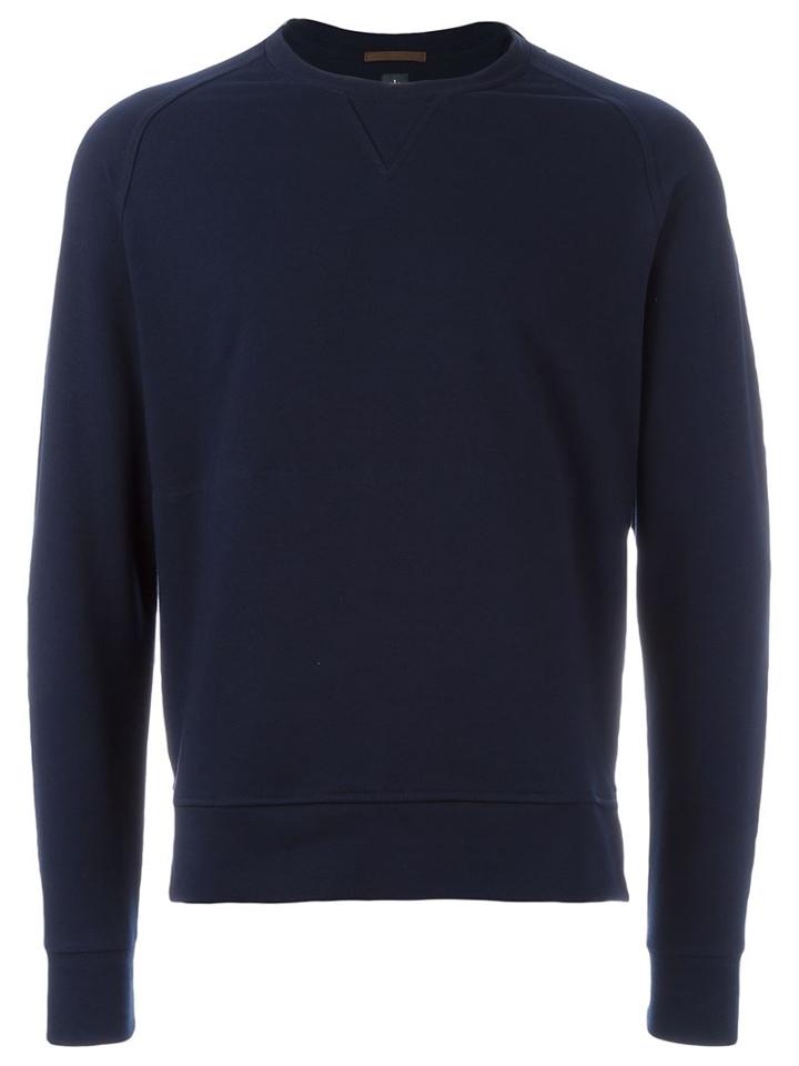 Eleventy Crew Neck Sweatshirt, Men's, Size: Xl, Blue, Cotton/spandex/elastane