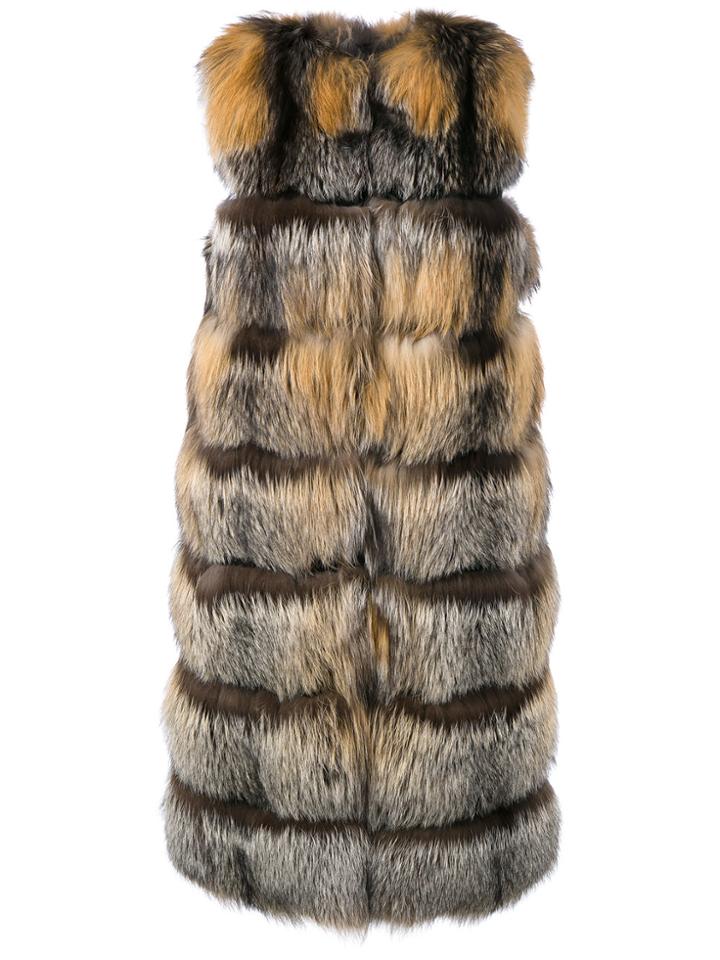 Liska Long Gilet - Brown