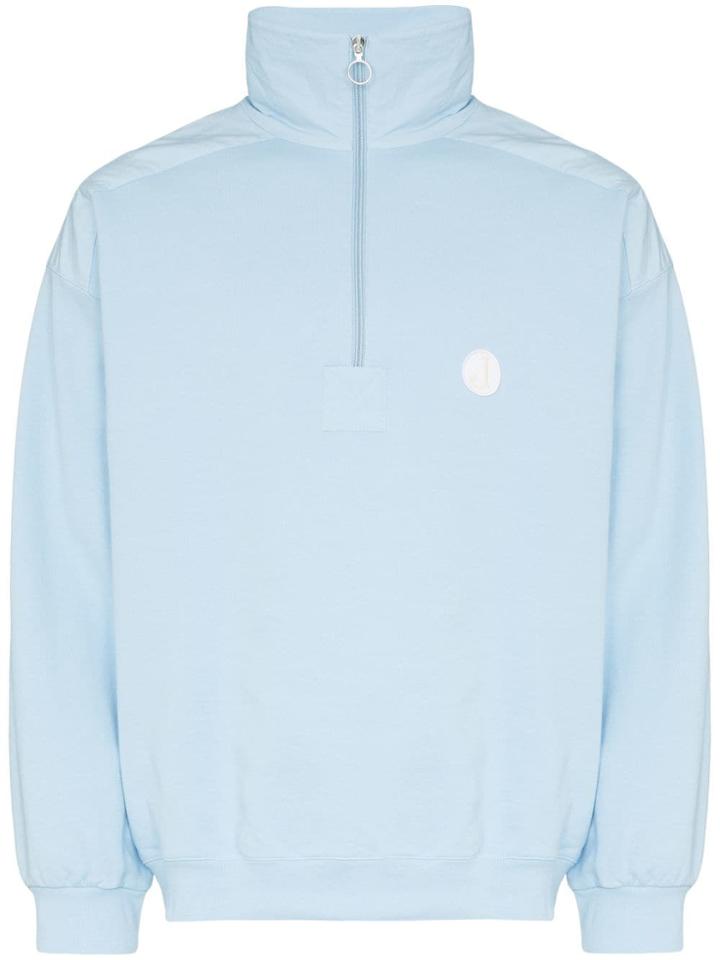 Jacquemus Zip Neck Stand Collar Sweater - Blue