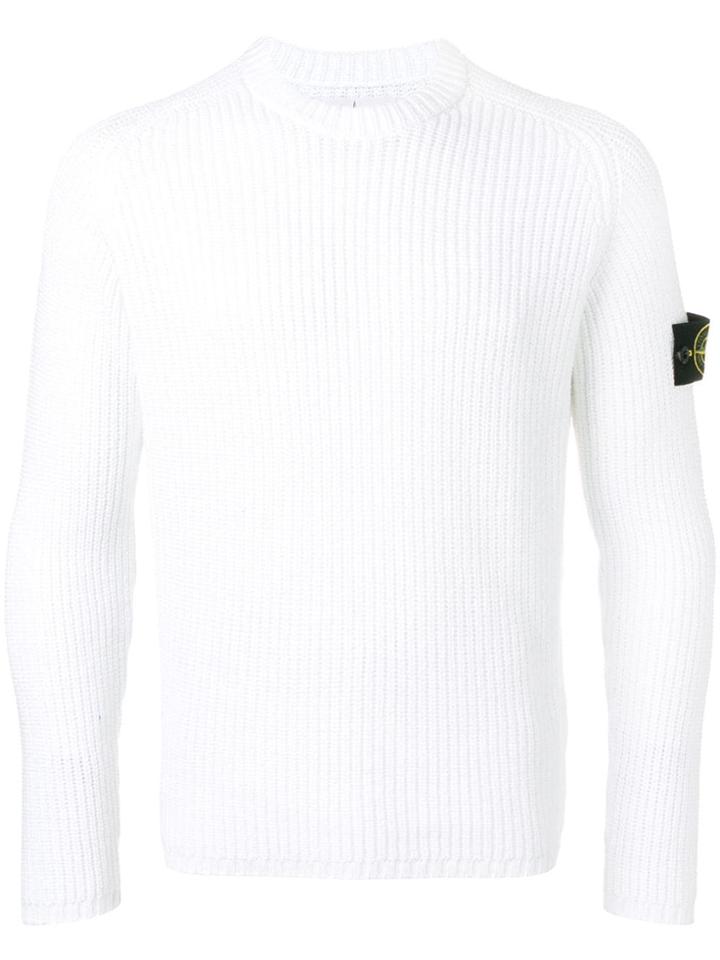 Stone Island Ribbed Polo Jumper - White