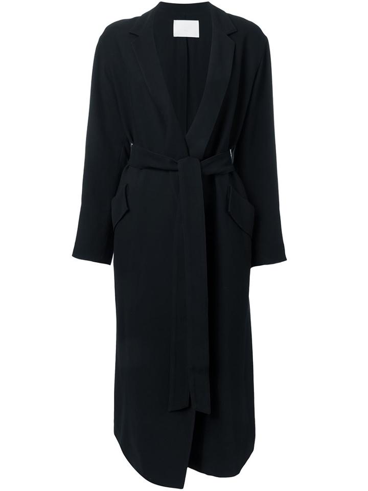 Rito Belted Single Breasted Coat, Women's, Size: 38, Black, Rayon