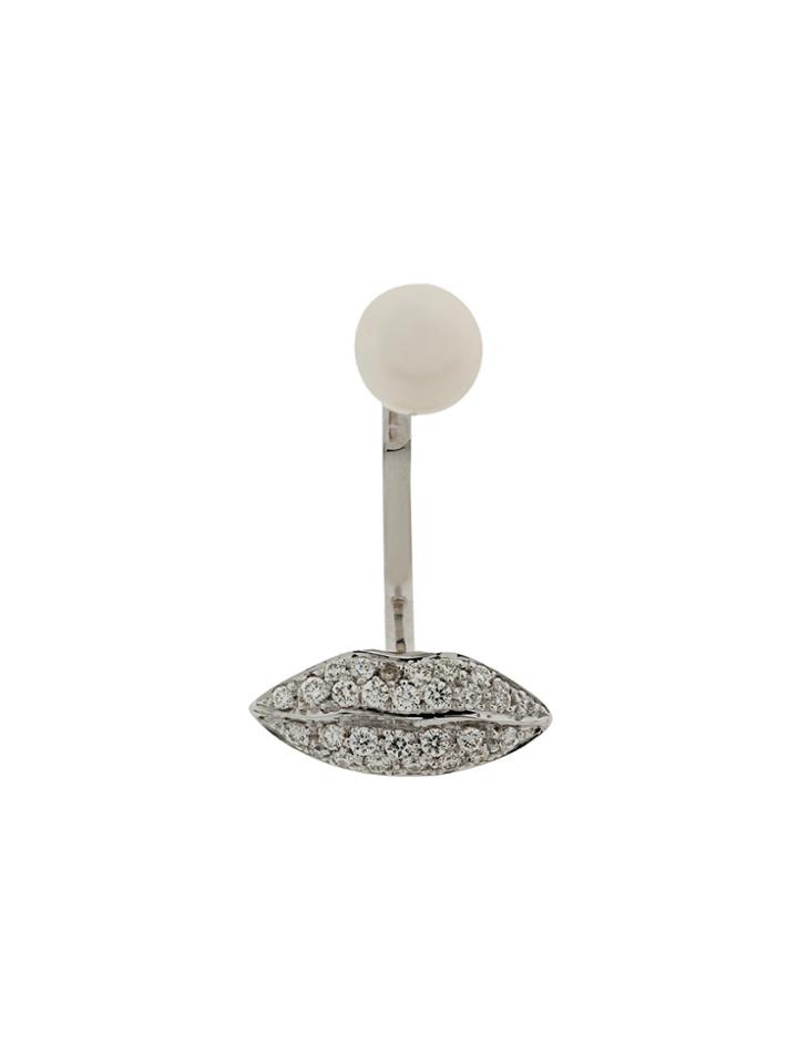 Delfina Delettrez 18kt White Gold Lips Piercing Earring - Metallic