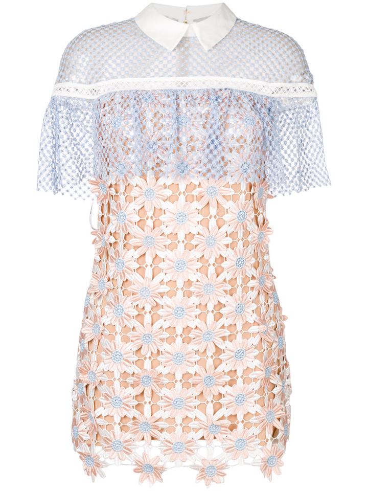 Self-portrait 3d Floral Cape Dress - Multicolour