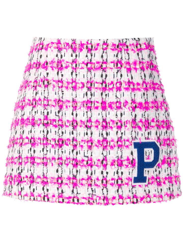 P.a.r.o.s.h. Textured Tweed Mini Skirt - Pink & Purple