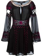 For Love And Lemons Embroidered Detail Dress, Women's, Size: Xs, Black, Polyester/nylon/spandex/elastane