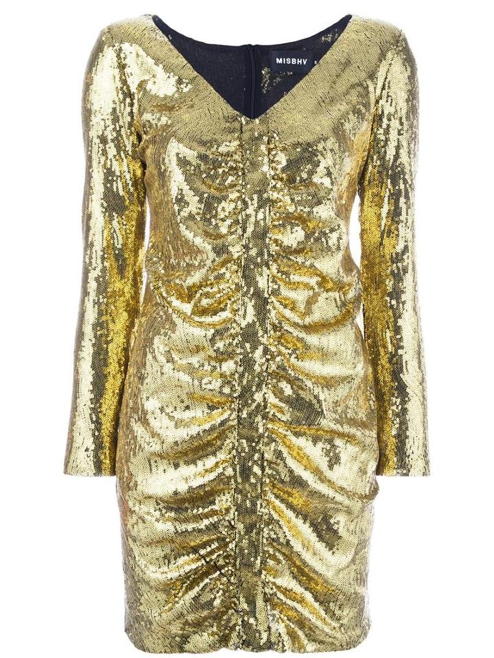Misbhv Ruched Sequin Mini Dress, Women's, Size: Medium, Grey, Polyester/polyamide/spandex/elastane