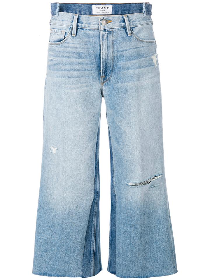 Frame Denim Wide Leg Cropped Jeans - Blue