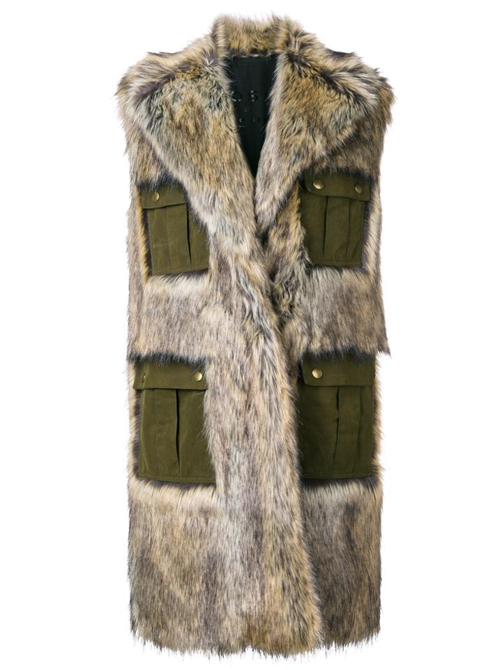 Philosophy Di Lorenzo Serafini Sleeveless Fur Coat - Brown