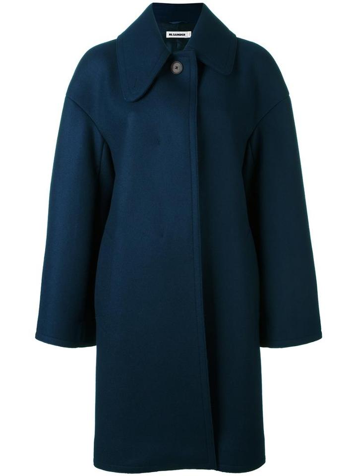 Jil Sander Single Breasted Coat, Women's, Size: 36, Blue, Virgin Wool/silk/cupro