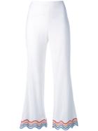 Sara Battaglia - Rainbow Trim Cropped Trousers - Women - Spandex/elastane/viscose - 46, Women's, White, Spandex/elastane/viscose
