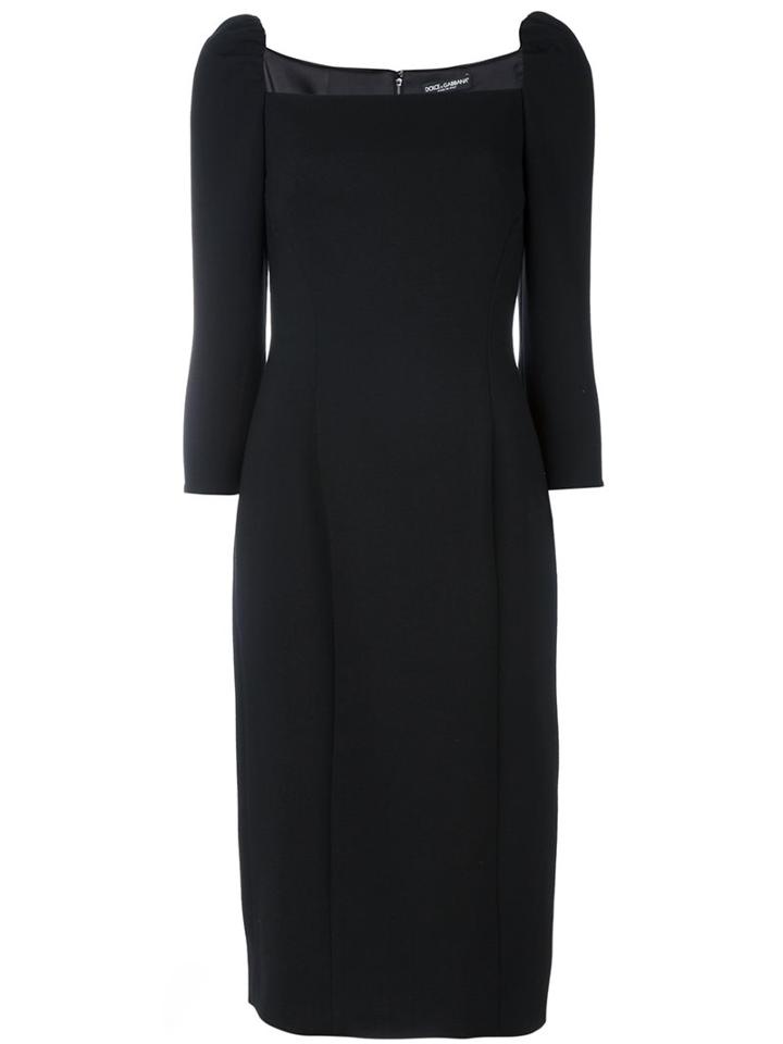 Dolce & Gabbana Fitted Dress, Women's, Size: 46, Black, Silk/spandex/elastane/virgin Wool