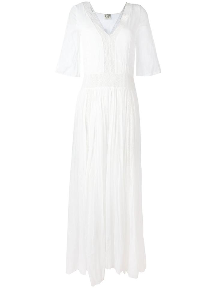 Forte Forte Lace Insert Dress, Women's, Size: Ii, White, Silk/cotton