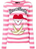 Love Moschino Striped Front Printed Top - Pink & Purple