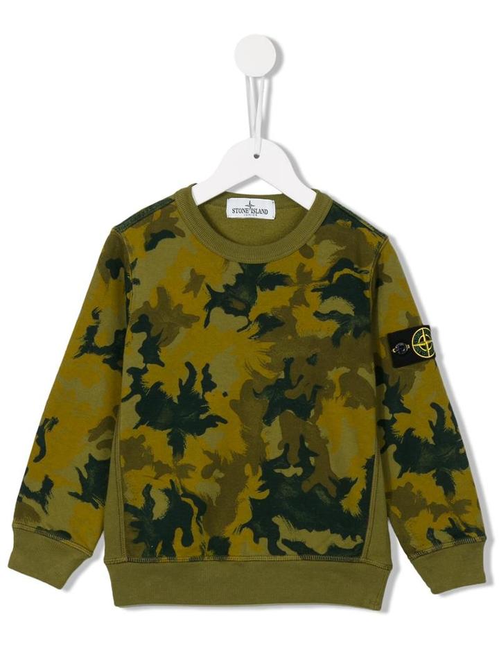 Stone Island Kids Camouflage Print Sweatshirt, Toddler Boy's, Size: 4 Yrs, Green