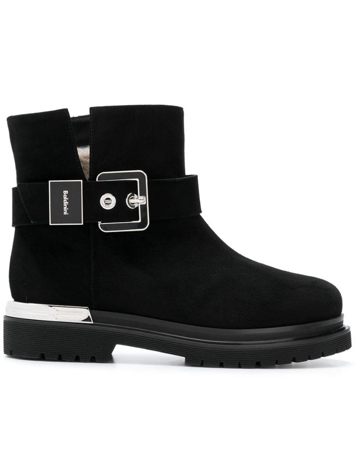 Baldinini Silver Buckle Ankle Boot - Black