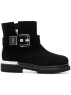 Baldinini Silver Buckle Ankle Boot - Black