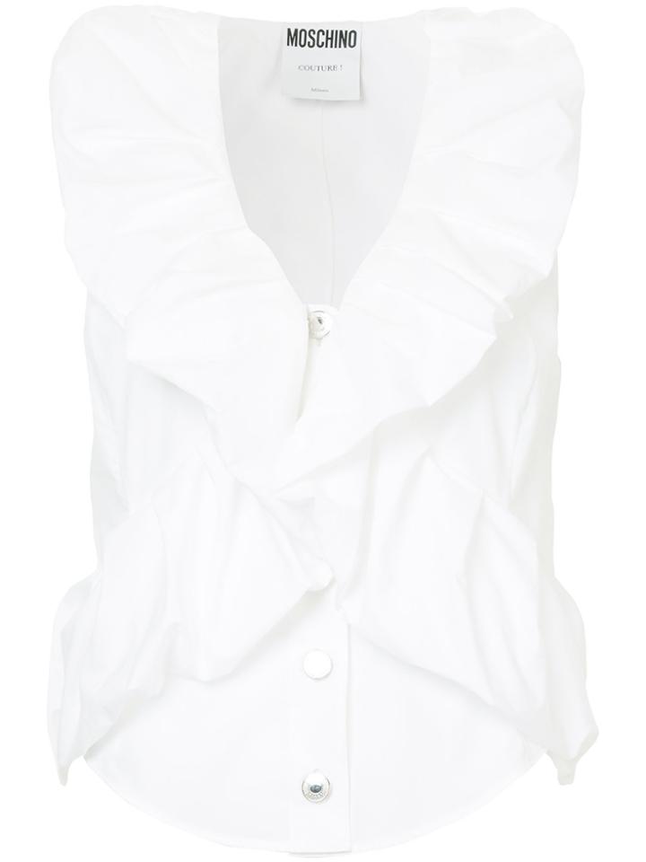 Moschino Ruffled Sleeveless Blouse - White