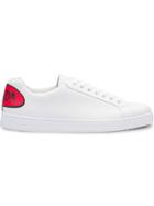 Prada Leather Sneakers With Comics Patch - White