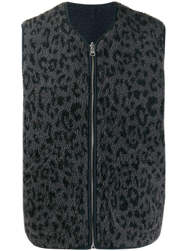 Ymc Sleeveless Leopard Print Sweater - Grey